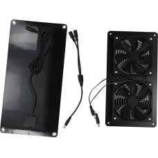Solar Power 30W 12V Solarventilator Duallüfter Set Mit Solarpanel Für Treibhaus Hühnerstall Gartenhaus Dachboden Belüftungssystem IP65 Wasserdicht Mit DC-Kabel, Solarpanel Lüftungsventilator