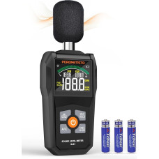 Decibel Meter, POROMETISTO SL01 Digital Sound Level Meter, 30-130dB SPL Meter with A/C Weighting, Data Storage, MAX/MIN - Noise Detector for Home, Factory, Loud Neighbors (Black)