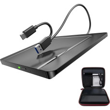 External CD DVD Drives with Storge Bag, External CD DVD +/-RW Drive USB 3.0 CD Burner External Drive, DVD Reader Writer ROM Drive Compatible with Laptop Desktop Mac, Windows 11/10/8/7 (Ultra-Slim)