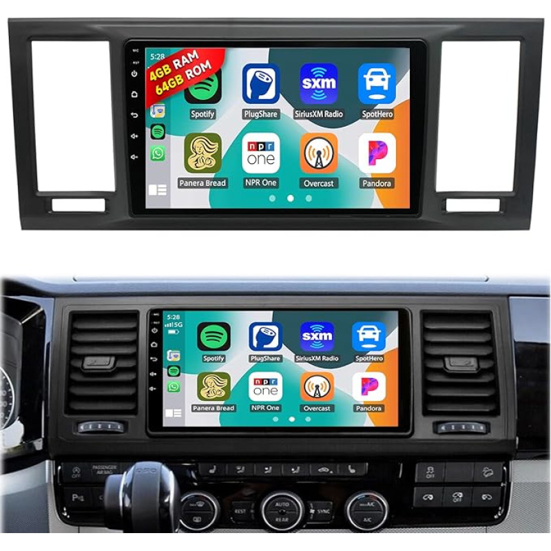 4G + 64G Carplay Car Radio for VW T6 Transporter Multivan 2016-2022, Android 13 Car Radio with 9 Inch Screen, Android Car Wireless Bluetooth GPS Navigation WiFi HiFi FM/RDS + Reversing Camera