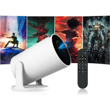 HY300 Pro+ Mini Portable Projector, Smart Projector Auto Horizontal Correction 720P 4K, Brightness 170 ANSI Outdoor Movie Projector Compatible with Phone, Wi-Fi 6 BT5.2 Android 13
