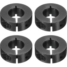 sourcing map Einzelne geteilte Schaftmanschette, 17 mm Bohrung, einteiliger Spannkragen, 35 mm Außendurchmesser, 13 mm Dicke, Schwarzoxid-Schlossbundklemme mit Stellschrauben (1045 Stahl), 4 Stück