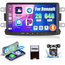 [2G + 64G] Hikity Car Radio Navigation for Renault Dacia Duster Sandero Logan Dokker Captur Symbol Android 13 Wireless Carplay 8 Inch Screen Radio with Android Car GPS WiFi Reversing Camera FM RDS DSP