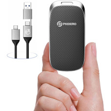 PHIXERO P20 2TB nešiojamasis SSD diskas iki 2000 MB/s, USB 3.2 Gen 2X2 išorinis SSD diskas, USB C į C ir C, skirtas išmaniajam telefonui, planšetiniam kompiuteriui, asmeniniam kompiuteriui, laboratoriniam darbalaukiui (juodas)
