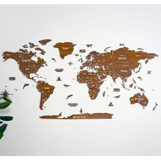 Colorfull Worlds NEW_3D World Map Wooden Multilayer Travel Map with Capitals New Home Wall Decor Gift for Traveler Office Decoration (M, Orion)
