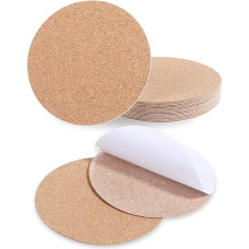 TIESOME Pack of 16 Adhesive Round Cork Coasters, Self-Adhesive Cork for Coasters for DIY Crafts Drinks Home Tabletop Decoration