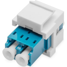 DIGITUS Fiber Optic Keystone Module - LC/LC Duplex - Singlemode Fibre Optic - OS2 - Ceramic Sleeve - for Patch Panel or Junction Boxes - Blue/White