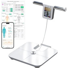 Kūno riebalų svarstyklės su rankiniais jutikliais, kūno analizės svarstyklės su dideliu ekranu, svarstyklės su 8 didelio tikslumo jutikliais ir programėle, asmeninės svarstyklės su kūno riebalų analize 32 matavimams