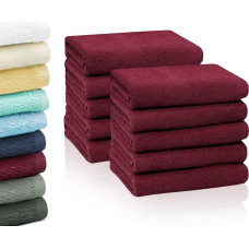 ZOLLNER 10 rankšluosčių rinkinys (50 x 100 cm) - minkšti ir įgeriantys dušo rankšluosčiai, vyno raudonos spalvos, su praktišku pakabuku, skalbiami iki 60 °C temperatūroje, medvilniniai, viešbučio kokybės