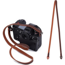 NICENEEDED Camera Shoulder Strap Brown Leather Camera Straps Adjustable Vintage Camera Strap for Neck and Shoulder Slim