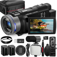 NBD 4K vaizdo kamera UHD 48MP su F1.8 diafragma ir 18 kartų priartinimu, 3 colių 270° pasukamu ekranu, 