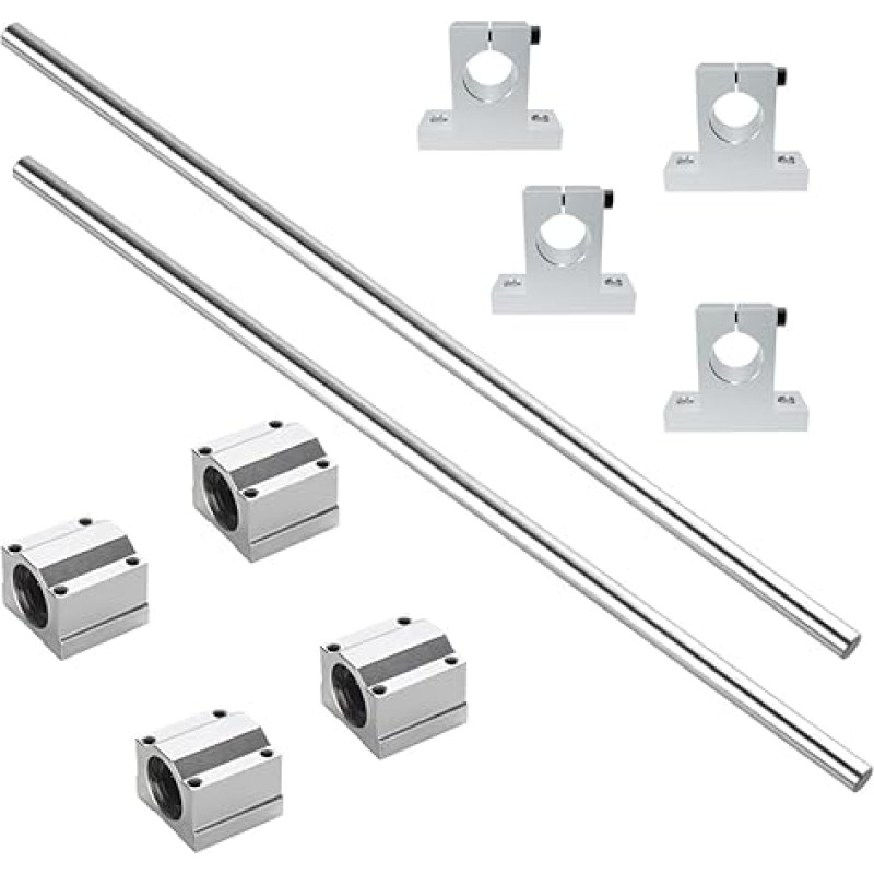 iYueMps 2pcs 3D Printer Guide Rail Sets, 2pcs 8mmx450mm Linear Rail Shaft Optical Axis Vertical Bracket, 4pcs SCS8UU Linear Bearing Sliding Bushings