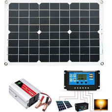 Solar-Power-Kit, Solarstromversorgungssystem, Solar-Last-Controller Mit Solarpanel 18W 12V-30 EIN Solar-Last-Controller, Reines Sinus-Wellenladegerät, Anhänger,