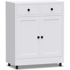 JINKUR Filing Cabinet Office Cabinet Storage Cabinet Metal Cabinet Steel Cabinet Multi-Purpose Cabinet Buffet Cabinet Hallway Cabinet Metal Storage Cabinet with 2 Drawers and Adjustable Shelf (White)