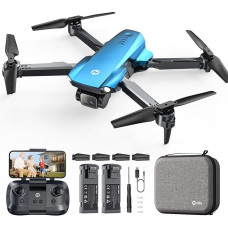 Šventojo akmens HS290 dronas su kamera 1080P pradedantiesiems, RC dronai su FPV transliacija, ilgas skrydžio laikas, programėlės valdymas, optinio srauto kameros dronai, pilnas komplektas, žaislinės dovanos vaikams, mėlyna, CO