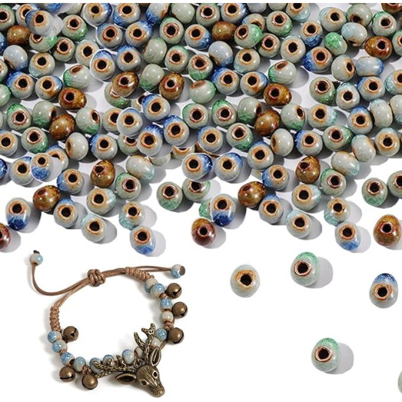 Beads for Threading Colourful 200 Pieces Ceramic Beads Bracelets Beads Craft Beads DIY Ceramic Beads Colourful Beads Craft Beads DIY for DIY Jewellery Arts Crafts Necklace Bangle Bracelet Charms (8 mm