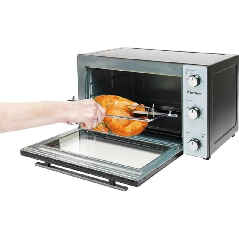 Bestron AOV31 2-in-1 Mini Oven with Rotisserie 31 Litre 1500W Stainless Steel Black