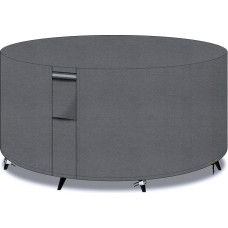 PATIO PLUS Garden Table Covers, Round, Garden Furniture Set Cover, Waterproof, Anti-UV 600D Oxford, 300 x 90 cm, Grey