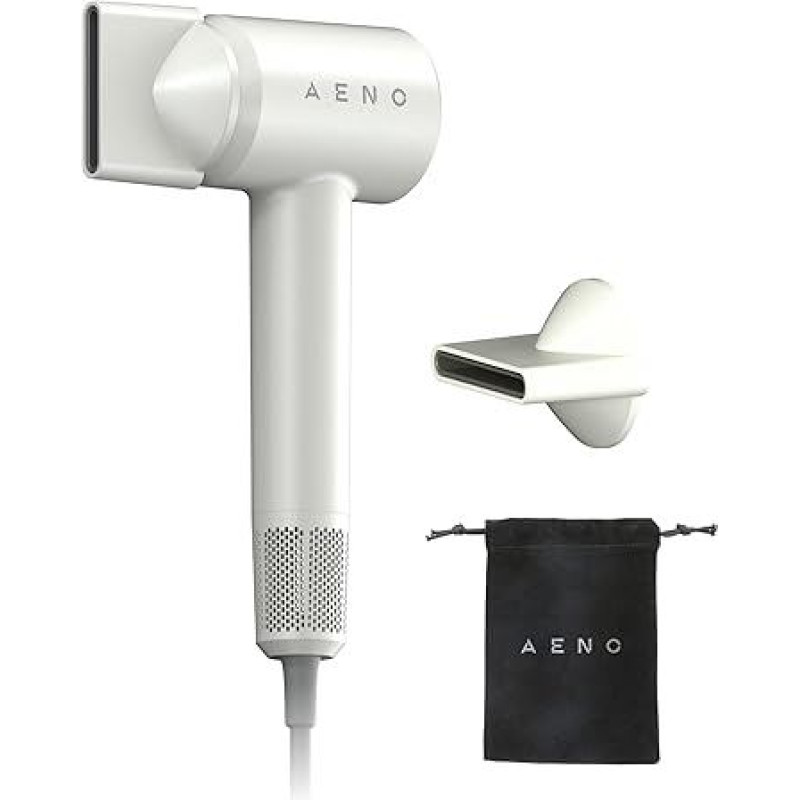 AENO plaukų džiovintuvas HD4, 1500 W, magnetiniai priedai, jonų technologija, NTC jutiklis, 5 temperatūros ir 2 greičio režimai, apsauga nuo perkaitimo, šalto oro funkcija, plaukų džiovintuvas namams, kelionėms, baltas