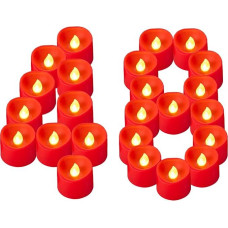 Yakpo Pack of 48 LED arbatos žibintai Raudona baterija veikianti nedegios mirksinčios žvakės Elektros arbatos žibintai lauko dirbtinės žvakės urmu pakuotė Kalėdų ir Valentino dienos dekoracijos