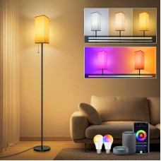 HANDSONIC RGBCW WiFi Floor Lamp Living Room, 9 W E27 Smart LED Floor Lamp, 2700 K - 6500 K Dimmable Floor Lamp, Floor Lamp with App, Work with Alexa & Google Assistant, DIY Mode, Music Mode & Timing