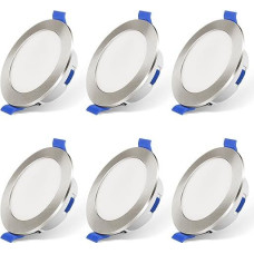 LED įleidžiamas prožektorius, 230 V, reguliuojamas, itin plokščias, 6 W, IP44, vonios kambario įleidžiami žibintai, šilta balta, 3000 K, neutrali balta, 4000 K, šalta balta, 6500 K, reguliuojamas lubų prožektorius vonios kambariui,