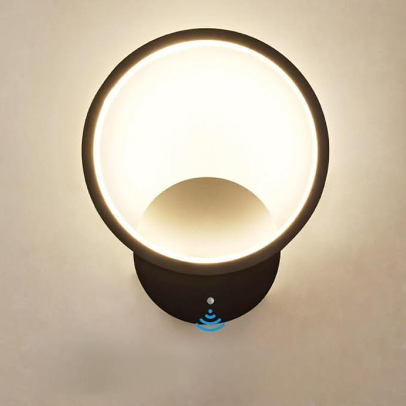 LED Wall Light with Motion Sensor Indoor 10 W 3000 K Modern Aluminium Wall Light with Motion Sensor 3 Modes Wall Lighting for Living Room Bedroom Hallway Stairs Balcony Corridor Lamp Black