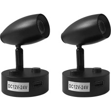 TWSOUL 2 x skaitymo lempos, namelis ant ratų, 12-24 V LED taškinė skaitymo lempa su nuotolinio valdymo pulteliu ir jungikliu, reguliuojamas apšvietimas, RV skaitymo lempa su USB jungtimi kemperiui, nameliams ant ratų, karavanui