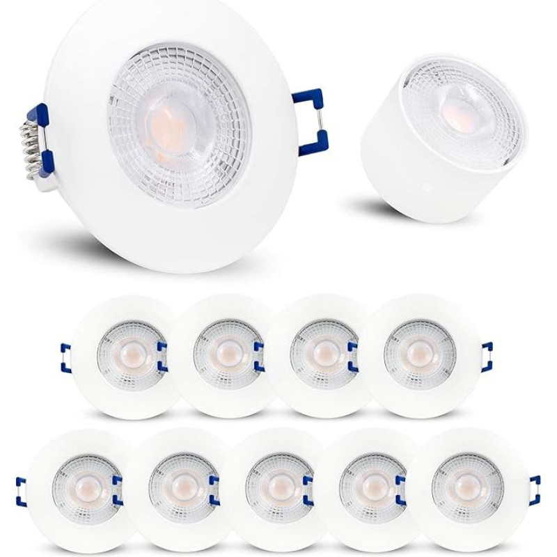 linovum ETAWA LED Recessed Light White IP44 Extra Flat Including 4 W LED Warm White 230 V - Recessed Spotlight Bathroom Outdoor Round 230 V Pack of 10