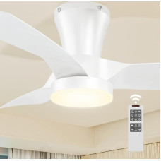 Ceiling Fan with Lighting 80 cm, 3000 K-5000 K Dimmable, 2200 LM Quiet LED Lamp Fan with Light and Remote Control / App, 7 Speeds, Timer for Ceiling Living Room Bedroom White