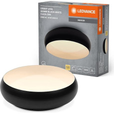 LEDVANCE Orbis Livia LED Ceiling Light with Metal Ring, Black/White, 16 W, 1000 lm, 3000 K, 300 mm, 830 Friendly Warm White, Dimmable by Clicking in 3 Levels, IP20, Mounting Screws and Dowels Included