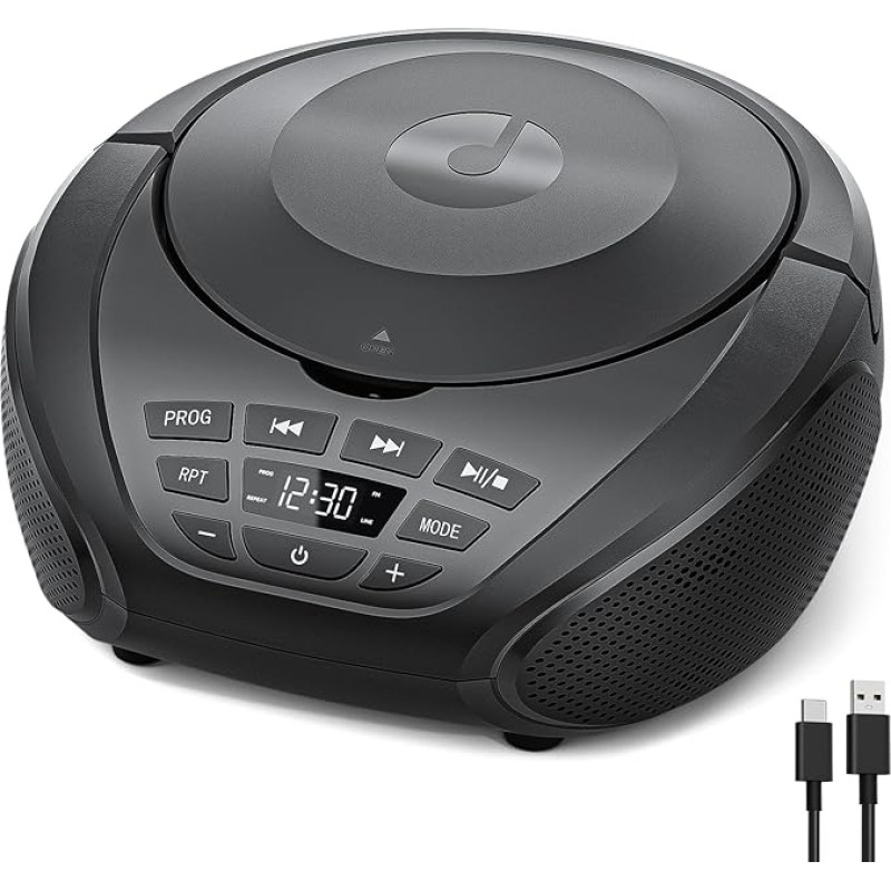 Gueray CD Player Portable Boombox Radio with CD Player CD Player with Speaker Display Support FM Radio Memory Function PROG Playback AUX Playback Black