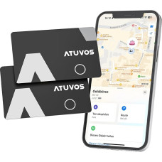ATUVOS Wallet Tracker Card Thin 1.6 mm Pack of 2, Air Smart Tag Card Compatible with Apple Where is? App (iOS Only, Android Not Supported), Bluetooth Item Finder for Travel Suitcase, Luggage, Suitcase
