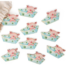 Logbuch-Verlag 10 Mini Lucky Pigs 2025 Pink Small Lucky Pigs Wooden Lucky Charm New Year's Eve New Year 4 cm Wood