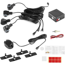 Car Reverse Backup Parking Sensor Radar System, Intelligent Parking Aid System, 4 Sensor Probes, Car Reverse Radar, 80 dB Summer Alert Kit