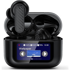 Bluetooth Headphones, Wireless Headphones with Touch Screen, Bluetooth 5.4, ANC+ENC Noise Cancelling, In-Ear Buds with Screen, 3D Stereo Wireless Earbud, Hi-Fi Stereo & Touch Control, Black