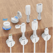 JOIKYCAI Kabel-Organizer und Typ-C/USB-Kabelschutz, Ladegerät-Halter für Nachttisch, Küchengeräte, Bürobedarf, Telefonkabel, Wand, Auto, Weiß, 6 + 4
