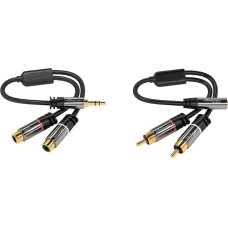 KabelDirekt - 3.5mm adapter cable - 0.2m - (2 x RCA female > 3.5mm plug, 3-pin) - PRO Series & - 3.5mm adapter cable - 0,2m - (2 x RCA plug > 3.5mm female, 3-pin) - PRO Series