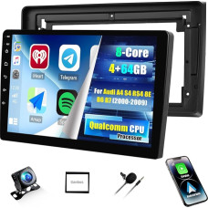 [Qualcomm 8 Core 4+64G] SIXWIN Android 13 Car Radio with CarPlay/Android Car for Audi A4 S4 RS4 8E B6 B7 (2000-2009), 9 Inch Touchscreen with WiFi GPS Bluetooth FM/RDS DSP + Reversing Camera