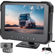 CAMECHO Reversing Camera Wired IP69 Waterproof Night Vision Wide Angle Camera with 5 Inch Screen Monitor for All Models, 12 V High Performance Chip Reversing Camera with Lines