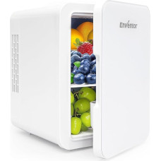 Enventor Mini Fridge 4 Litres, 6 Cans Mini Refrigerators for Bedroom, AC + 12V DC Power Cooler and Warmer, Portable Small Fridge for Car, Travel, Cosmetics, Drinks, Fruit, White