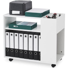 Mondeer Filing Cabinet, Office Cabinet with Adjustable Dividers and Universal Wheels, Modern, Simple for Office, Study, Living Room, White, 70 x 36 x 60 cm