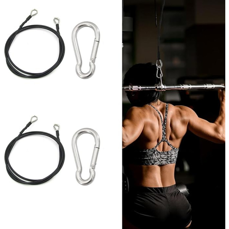 NIYATA 2 x 10 Inch Fitness Extension Cable Set, Fitness Extension Cable with Buckle, Fitness Cable Extension, Replacement Gym Cable for Lat Triceps Pull Down Leg Extensions