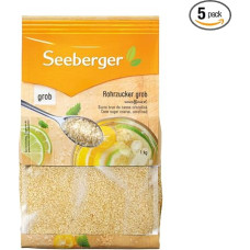 Seeberger Cane Sugar Coarse Pack of 5: Full Cane Sugar Particularly Aromatic - Ideal for Cocktails and Baking - Coarse - Unrefined, Vegan (5 x 1 kg)