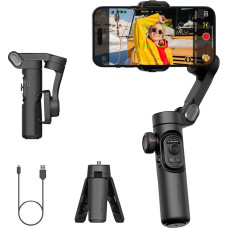 AOCHUAN Gimbal Stabiliser for Smartphone, iPhone Gimbal with Focus Wheel, Face/Object Tracking for iPhone 16 15 Pro Max/Android, Foldable 3-Axis Handheld Stabiliser for Video Recording, Smart XE