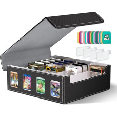 JUOIFIP Trading Card Storage Box with 4 Stoppers, MTG Deck Box Holds 2400+ Cards for TCG, MTG, Yugioh, Magic the Gathering Commander Cards, Playing Card Case PU Leather Magnetic Closure