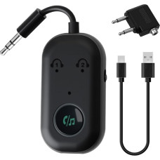 Sharelove 2 in 1 Bluetooth Transmitter Empfänger, Praktischer 5.3 Wireless Auto Flugzeug Aux Bluetooth Adapter Kompatibel mit 2 AirPods oder Wireless Kopfhörer für Flug Home Stereo PC Lautsprecher