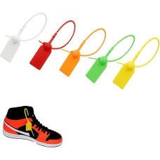 100 kabelių raištelių etikečių, 250 mm ilgio savaime užsifiksuojantys kabelių raiščiai, spalvingos kabelių raištelių etiketės, lengvai naudojamos batų, drabužių ir bagažo etiketėms (5 spalvos)