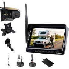 autozen 1080P magnetinė atbulinės eigos kamera, belaidė saulės baterija su 7 colių ekranu, 170° plataus kampo objektyvu, 9600 mAh baterija, IP68 atspari vandeniui, belaidė atbulinės eigos kamera karavanui, sunkvežimiui, automobiliui, kemperiui
