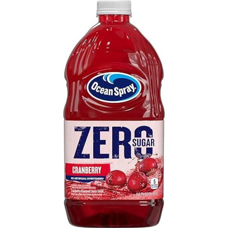 Ocean Spray® Zero Sugar Cranberry-Saft-Getränk, Cranberry-Saft-Getränk gesüßt mit Stevia, 180 ml Flasche
